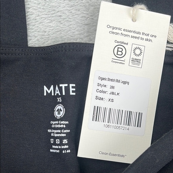 NEW MATE The Label XS Organic Cotton Stretch Black Tank,‎ Midi Cropped Leggings - Picture 2 of 14